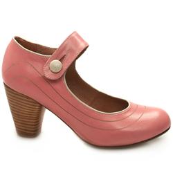 Schuh Female Unzue Button Bar Leather Upper Low Heel in Pink