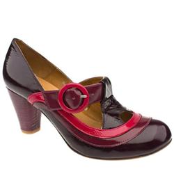 Schuh Female Unzue Panel T-Bar Leather Upper Low Heel Shoes in Purple
