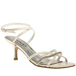Female Veneek Diamante Sandal Leather Upper Low Heel Shoes in Gold, Silver, Stone