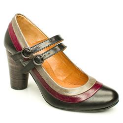 Schuh Female Zico Panel 2-Bar Leather Upper Low Heel in Black