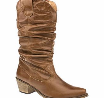 schuh Tan Gily Slouch Cowboy Boots