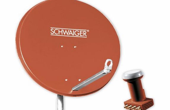 Schwaiger SAE9042 SAT-Systems 85cm Dish with Quattro Switch LNB for 4 Parties Red Brick