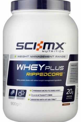 Sci-MX Nutrition  Whey Plus Rippedcore 900 g Chocolate - Whey protein shake with added weight management ingredients