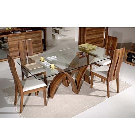 Sciae Adeline Rectangular Dining Table with Glass Top