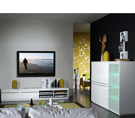 New White High Gloss TV Unit and Storage Set