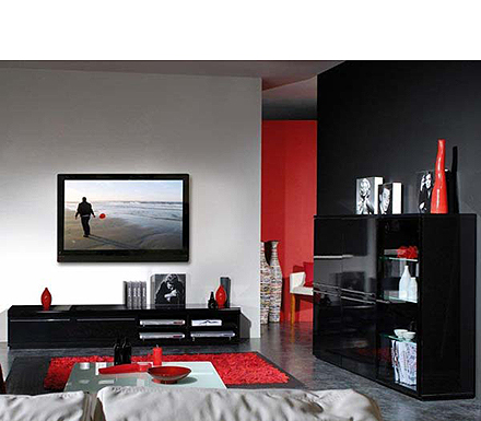 Sciae Sylvie High Gloss Black TV Unit and Storage Set