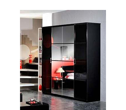Sciae Zan 4 Door Wardrobe in Black - WHILE STOCKS LAST!