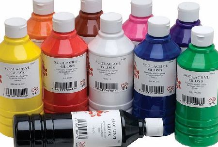 Scola High Gloss Acrylic Paint - Pack of 10 Assorted