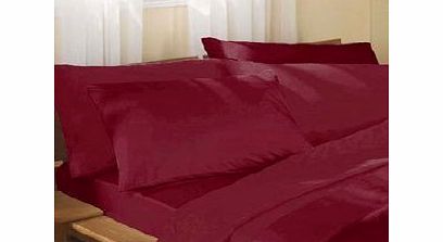 Scorewell EASY CARE Plain Dyed DOUBLE Fitted Sheet BURGUNDY