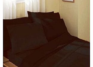 Scorewell Plain Dyed Percale KING CHOCOLATE Duvet Cover Set