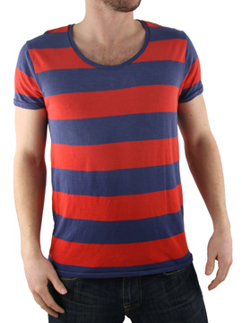 Scotch and Soda Navy/Red Scoop Neck T-Shirt