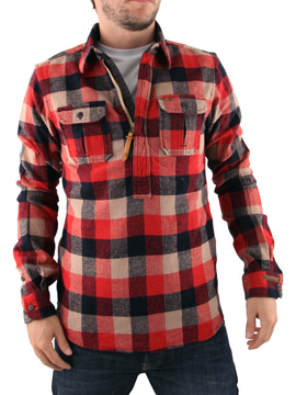 Scotch and Soda Red Zip Flannel Shirt
