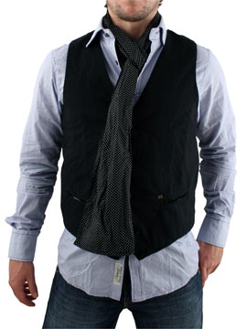 Blue/Black Shirt, Waistcoat and Scarf