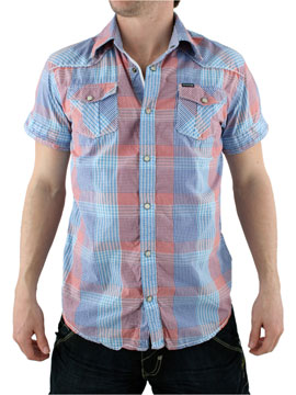 Scotch and Soda Blue/Red Short Sleeve Shirt