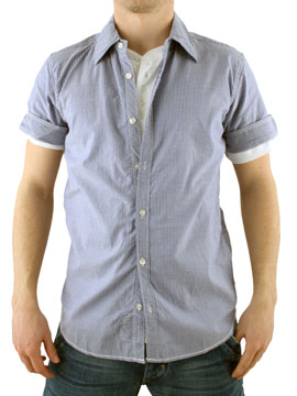 Blue Short Sleeve Shirt With Inner