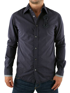 Navy Long Sleeve Shirt with Bow Tie