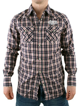 Scotch and Soda Navy/Red Long Sleeve Check Shirt