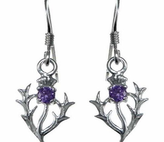 Scottish Jewellery Shop Sterling Silver Amethyst Thistle Earrings