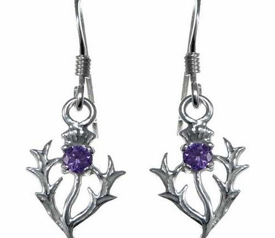 Scottish Jewellery Shop Sterling Silver Amethyst Thistle Earrings