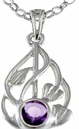 Scottish Jewellery Shop Sterling Silver amp; Amethyst Charles Rennie Mackintosh Pendant Necklace With 18`` Chain