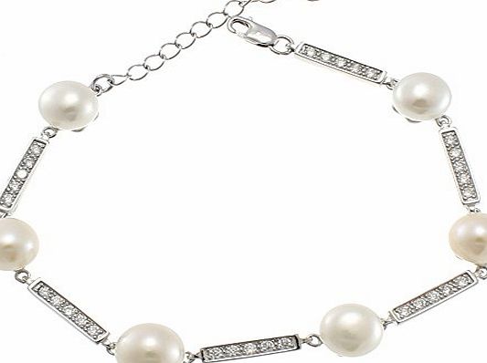 Scottish Jewellery Shop Sterling Silver Pearl amp; CZ Bracelet