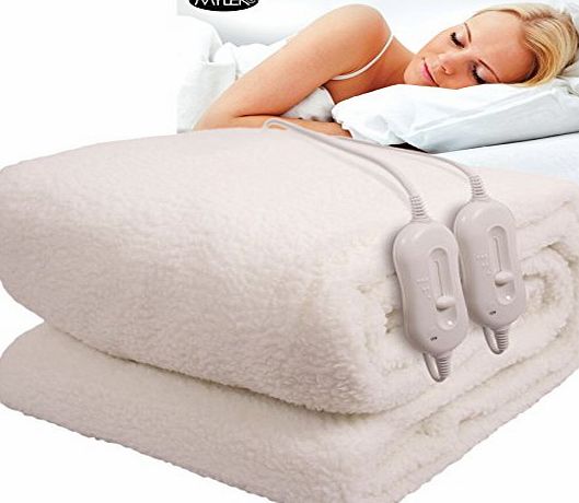 Luxurious Fleece Fully Fitted King Size Electric Blanket Mattress Cover (3 Heat Settings with Dual Controls)