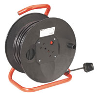 Sealey Cable Reel 25mtr 2 x 240V Heavy-Duty Steel Reel Thermal Trip