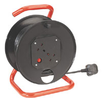 Sealey Cable Reel 25mtr 2 x 240V Heavy-Duty Thermal Trip