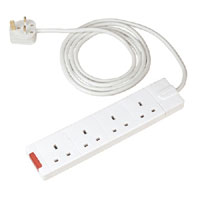 Sealey Extension Cable 2mtr 4 x 240V Sockets (Fused)