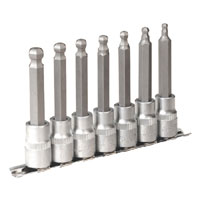 Sealey Hex Ball-End Socket Bit Set 7pc 100mm 1/2andquotSq Drive Metric
