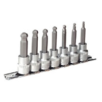 Sealey Hex Ball-End Socket Bit Set 7pc Metric 3/8andquotSq Drive 62mm