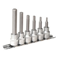 Sealey Hex Socket Bit Set with Rail 6pc 3/8andquotSq Drive Metric