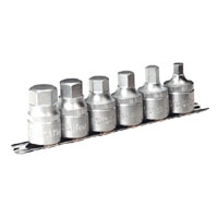 Sealey Hex Socket Bit Set with Rail 6pc Stubby 1/2andquotSq Drive Metric