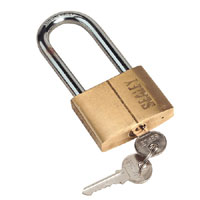 Padlock with Brass Cylinder Long Shackle 60mm