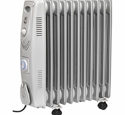 Sealey RD2500T Oil Filled Radiator 2500W/230V 11 Element with Timer