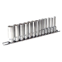 Sealey Socket Set Deep WallDrive 13pc 1/4andquotSq Drive Metric