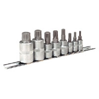 Sealey Spline Socket Bit Set 8pc 1/4andquot, 3/8andquot and 1/2andquotSq Drive