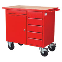 Workbench Mobile Steel with Hardwood Top