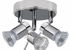 ARIES Chrome Finish Halogen Bathroom Ceiling Lights / Lighting with 3 Spotlights IP44