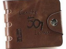Season Wind Seasonwind Mens Brown Vintage Leather Coffee Button Closure Bifold Fashion Wallet with Multiple Card Slots and I.D. Window Card Holder
