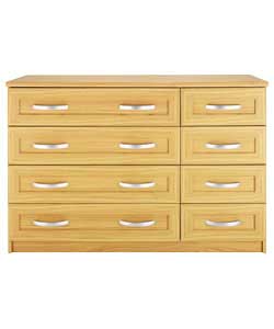 Framed 4 Wide 4 Narrow Drawer Chest - Medium Oak