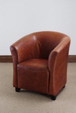 Leather Tub Chair - Antique Leather
