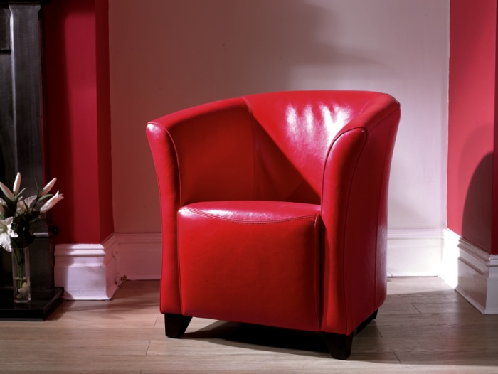 Leather Tub Chair - Red Leather