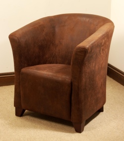 seattle Leather Tub Chair - Rubbed Through