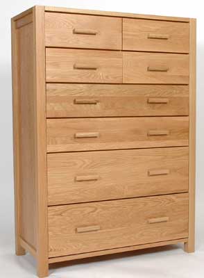 seattle LIGHT OAK EIGHT DRAWER CHEST OF DRAWERS