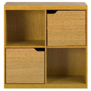 Storage cube with doors, oak effect