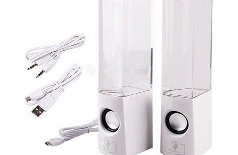 Seawhisper LED Dancing Water Show Music Fountain Multi-colored LED Light Computer Speakers For PC Laptop/ Phone (White)
