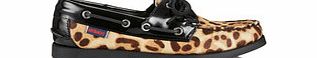 Sebago Spinnaker leopard leather boat shoes