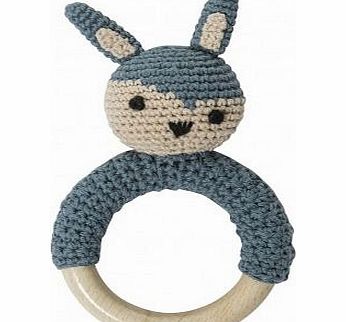 Sebra crochet rattle - sky blue `One size