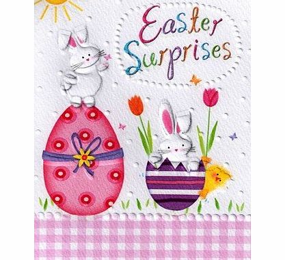 Second Nature Easter Surprises - Bunnies In A Basket Easter Greeting Card